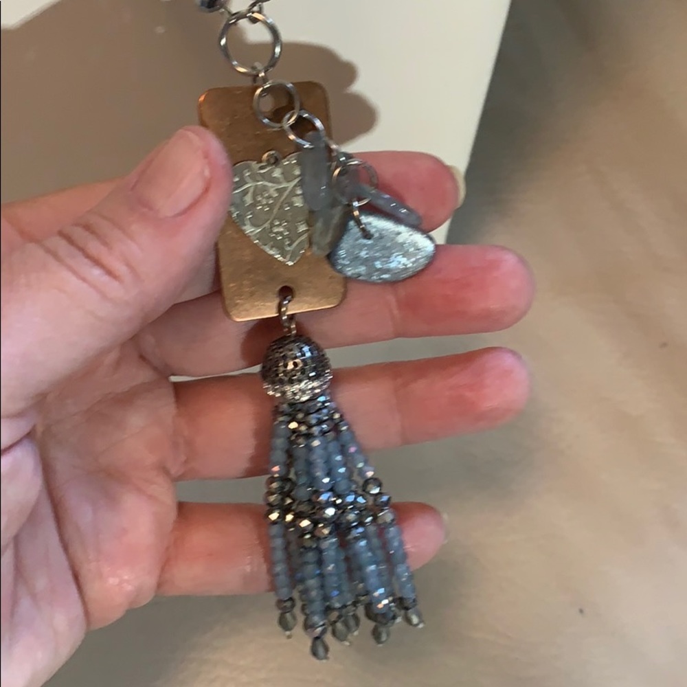 Necklace Blue kyanite chips W/tassel